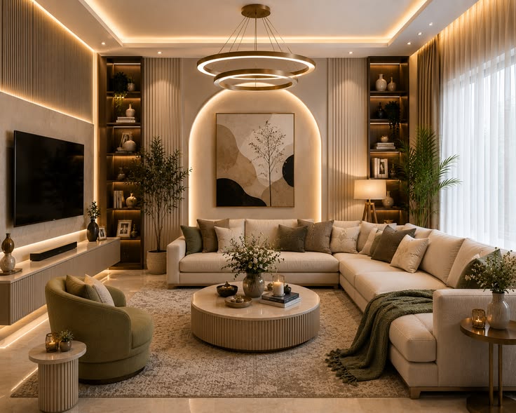 Bố trí cây xanh trong phòng khách