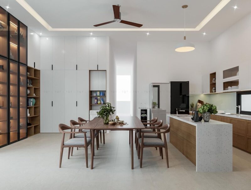 Không để bếp nấu đối diện trực tiếp với cửa chính