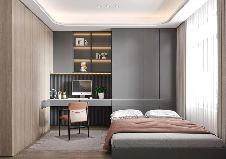 Thiết kế phòng ngủ 15m2 cho nam