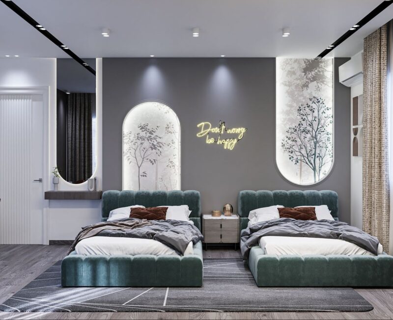 Thiết kế phòng ngủ cho 2 bé gái 