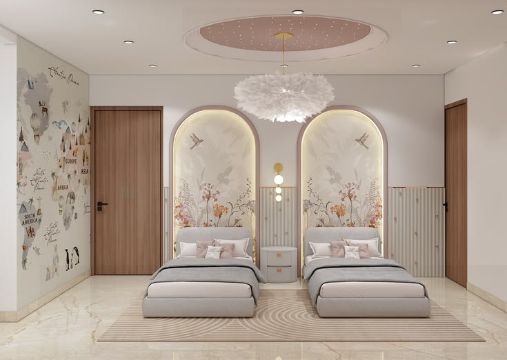 Thiết kế phòng ngủ cho 2 bé gái 