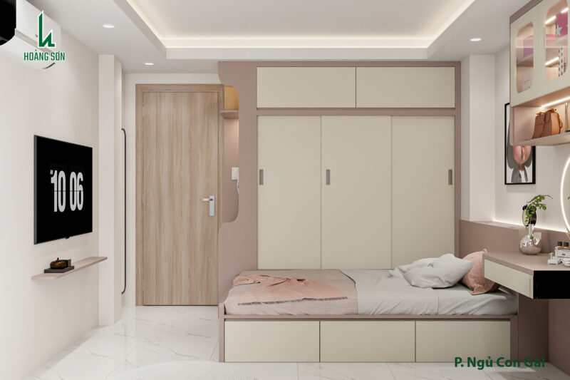 Hệ tủ quần áo cao kịch trần giúp tiết kiệm diện tích tối đa 