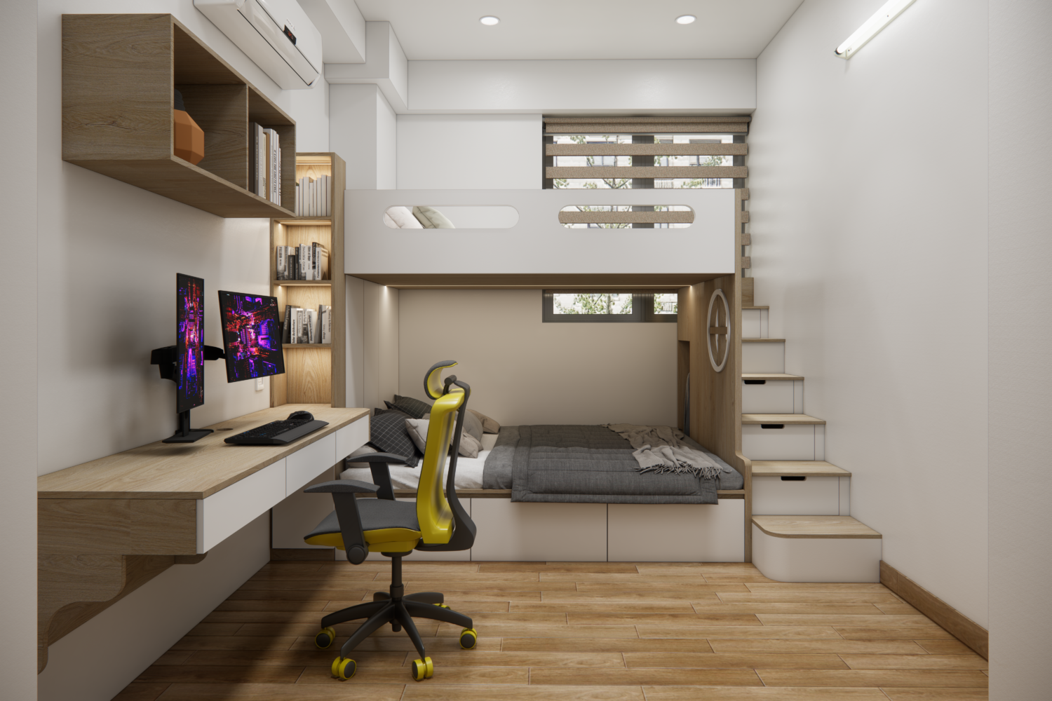 Bàn giao dự án thiết kế phòng ngủ giường tầng cho nhà chị Yên quận 4, TP.HCM Dự án thiết kế phòng ngủ giường tầng cho nhà chị Uyên quận 4