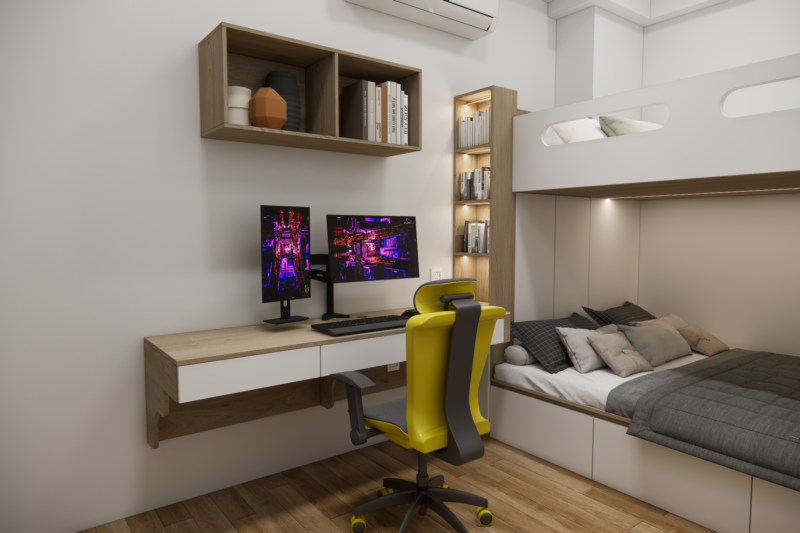 Bàn học/bàn làm việc liền tường