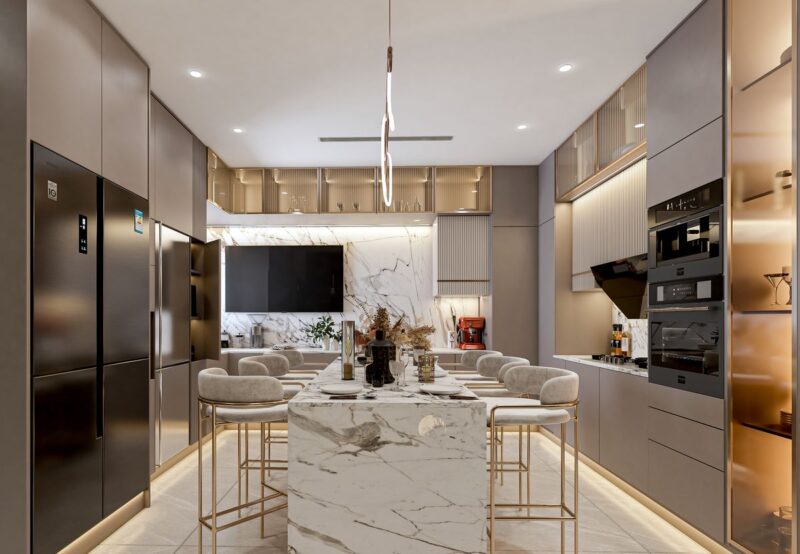 Mẫu thiết kế phòng bếp 20m2  